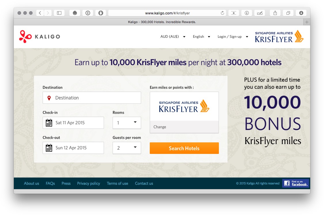 Krisflyer 10,000 Krisflyer mile bonus on hotel bookings here