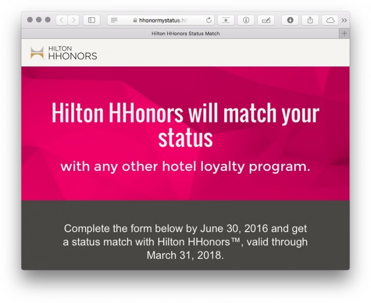 Hilton HHonors current status match offers Point Hacks