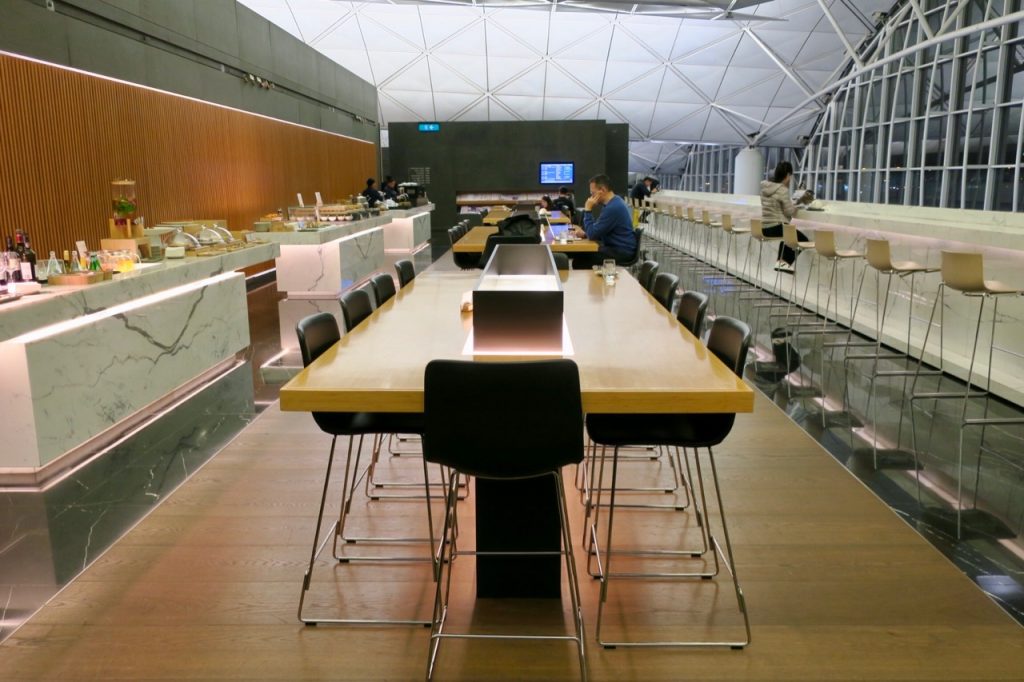 Cathay Pacific The Wing First Class Lounge tables