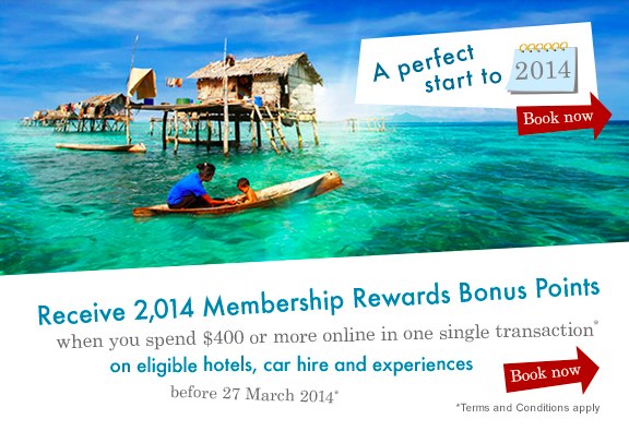 AMEX Membership Rewards points for $400 plus travel bookings