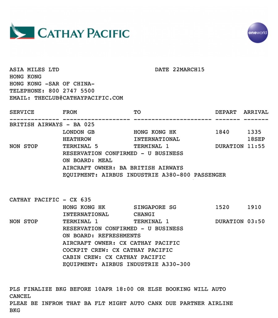 Guide To Making Asia Miles Redemptions Stopovers Holds Online Booking