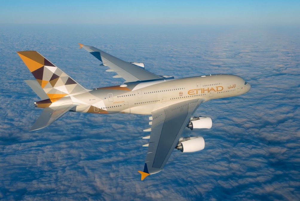 Etihad Airways Airbus A380 in flight | Point Hacks