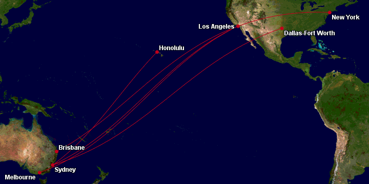 IQantas To USA Routes 