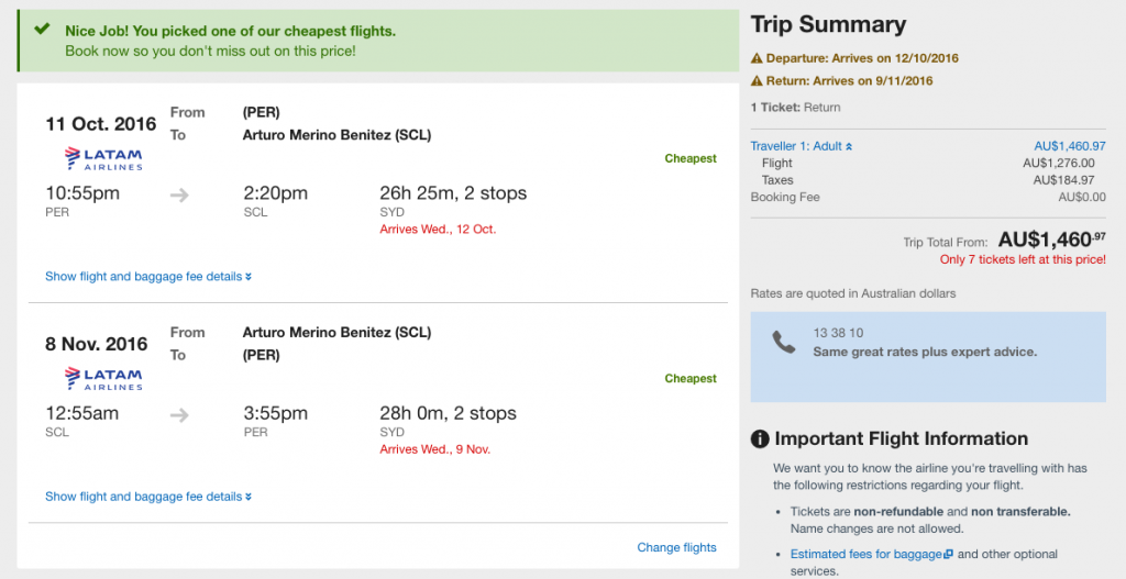 Flight Deal (updated): Santiago, Chile for $1125+ return in economy ...