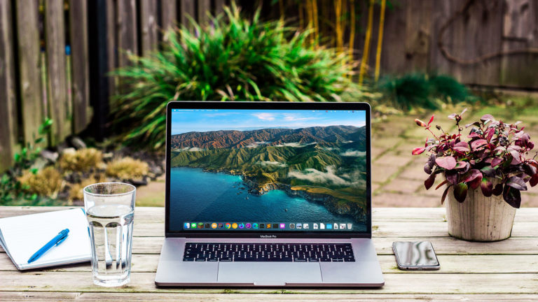 Laptop sitting in garden