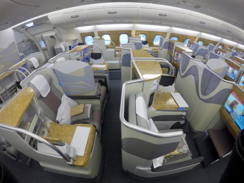 Emirates A380 Business Class cabin