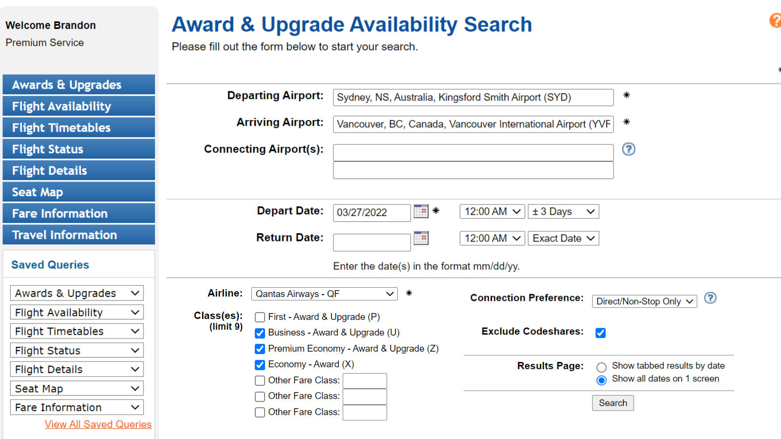 Expertflyer Set up Search - Point Hacks by Brandon Loo