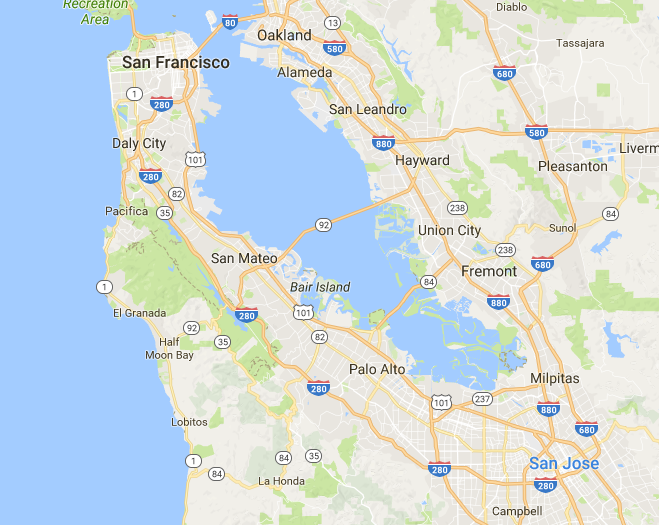 bay area airports google maps