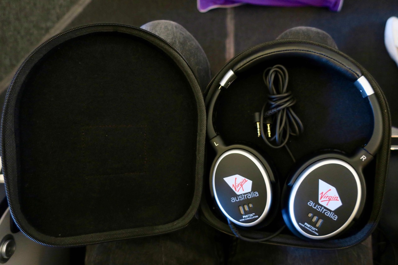 Virgin Australia 777 Premium Economy headphones