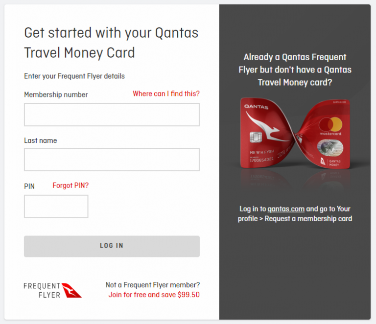qantas travel money card not working
