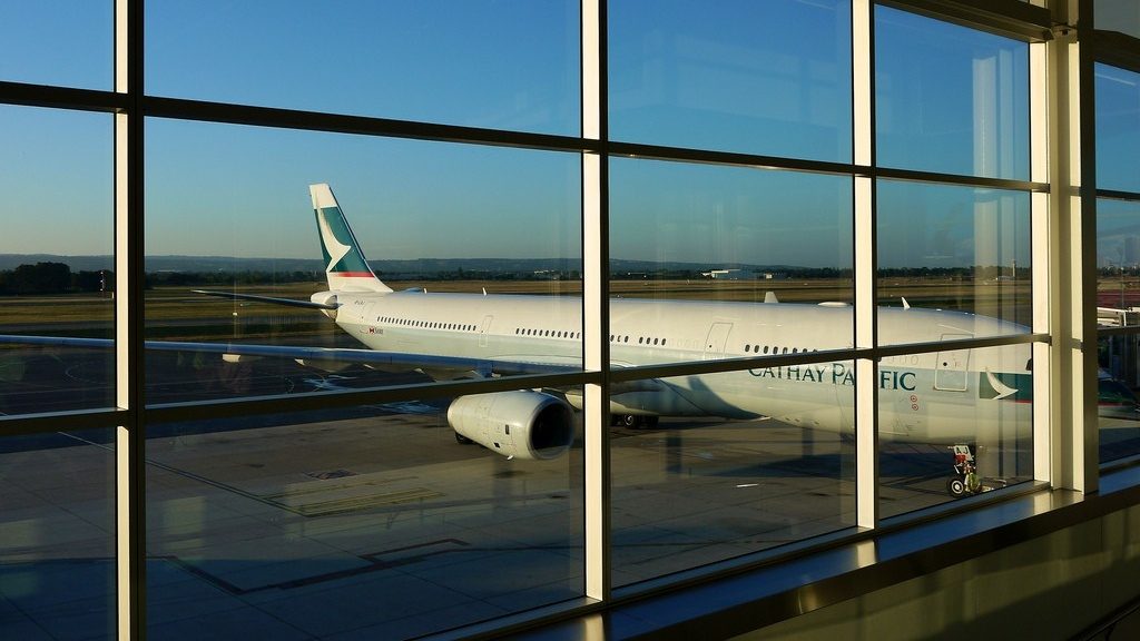 Cathay Pacific A330 at Adelaide Airport