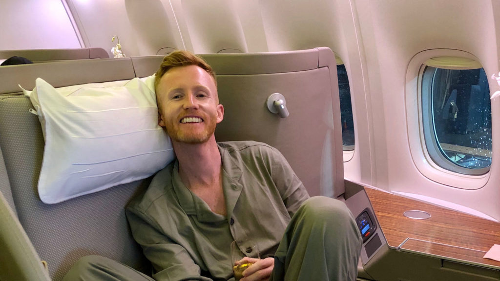 Matt in Cathay Pacific CX-777 First Class