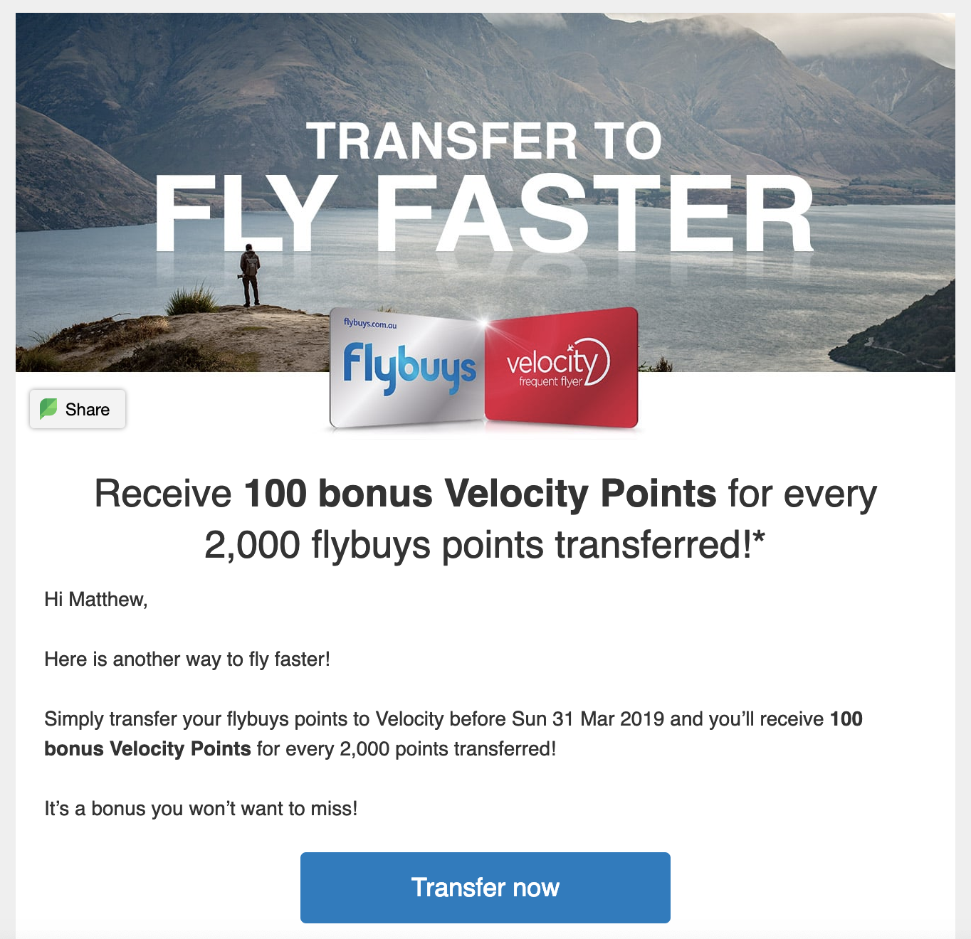 VA Flybus Transfer Bonus | Point Hacks