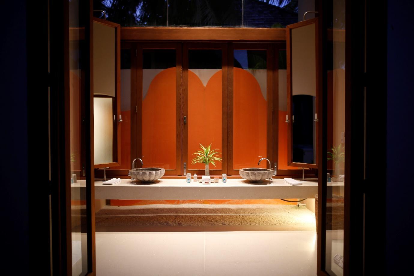 Conrad Rangali Maldives Beach Suite bathroom 1 vanity area
