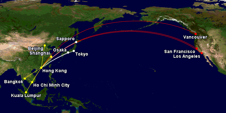 Hong Kong popular routes March 2019