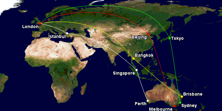 Examples of KrisFlyer partner routings to Europe