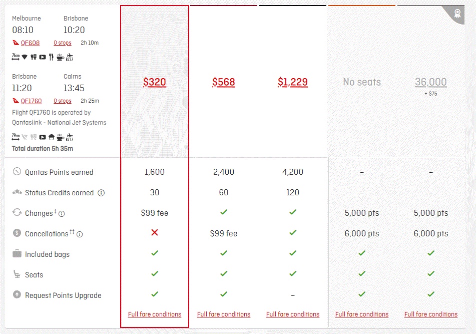 Booking a Qantas flight