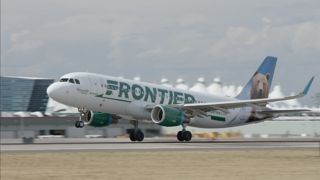 Frontier Airplane taking off
