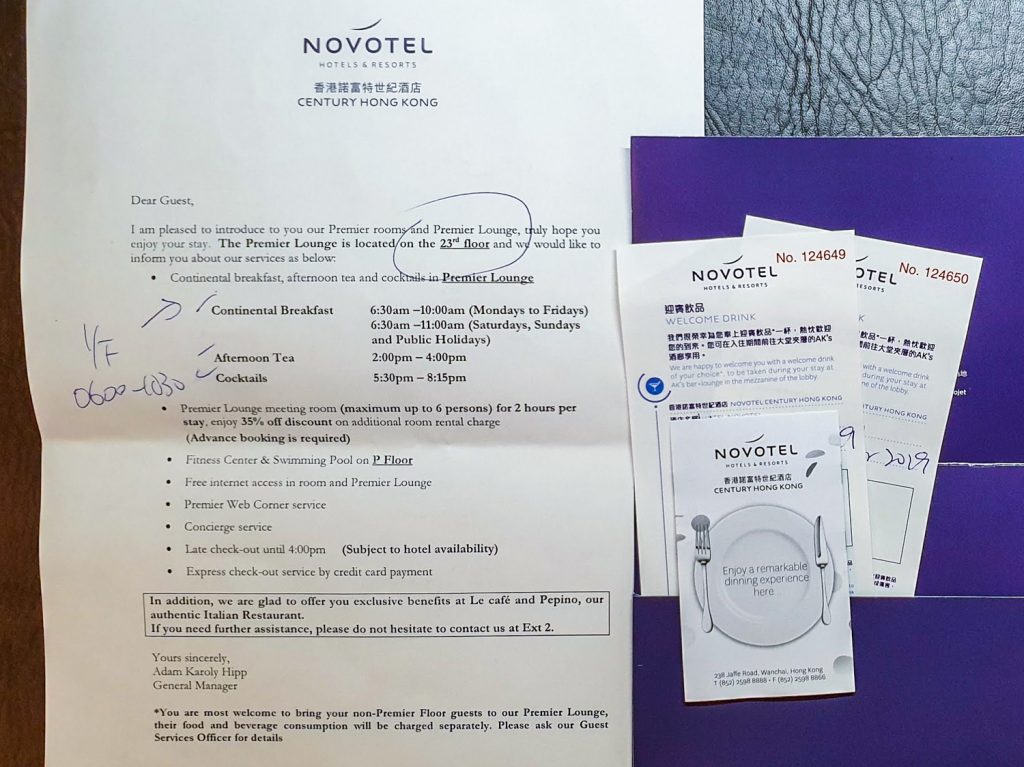 Novotel Century Hong Kong check in