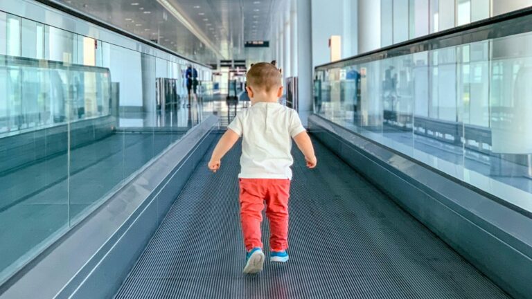 Child in airport terminal