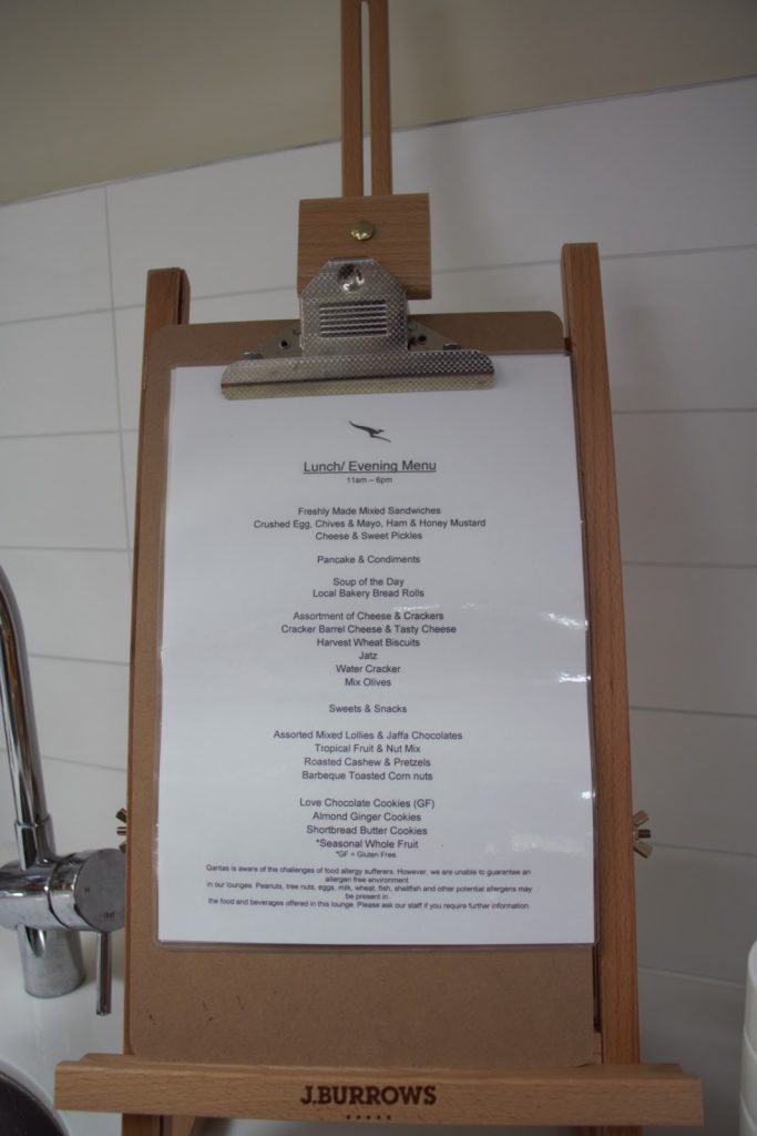 20 Qantas Lounge Mackay lunch:evening food menu