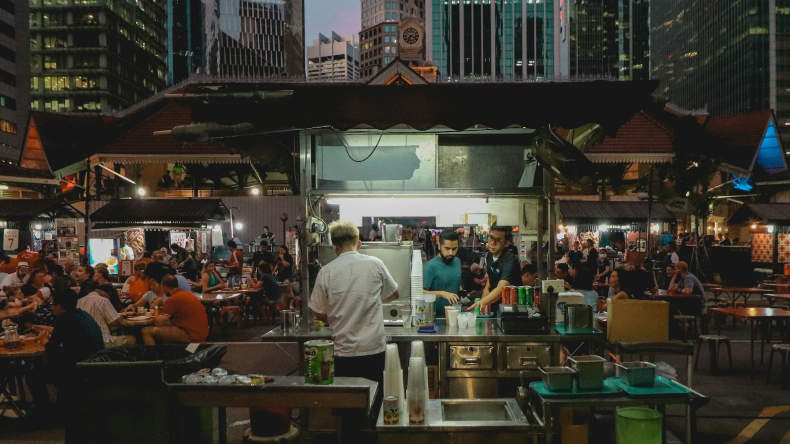 Singapore Hawker Stalls as a stopover from Australia to Europe