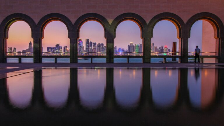 View of city skyline, Doha, Qatar