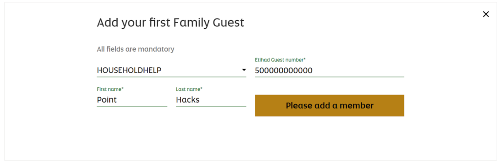 Etihad Guest Family Membership