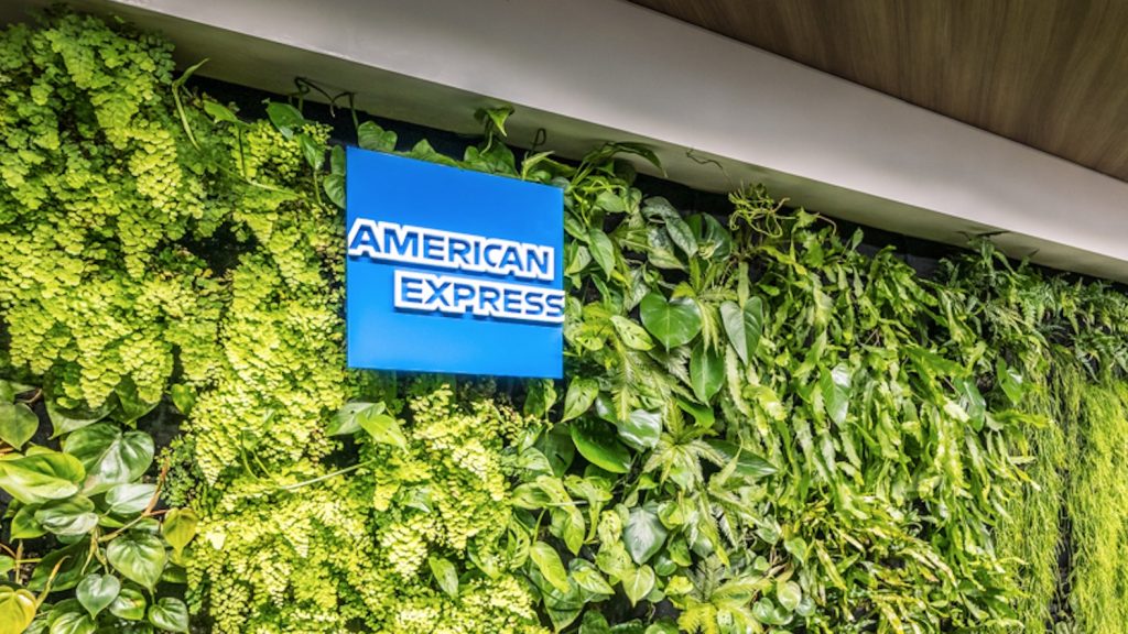 American Express green wall