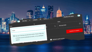 How do I search from a city that doesn’t appear on the Qantas website?