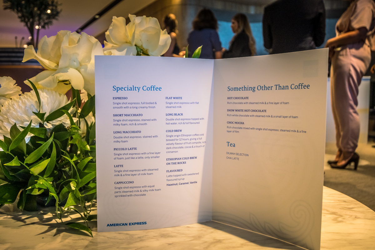 New American Express Lounge Sydney coffee menu 2