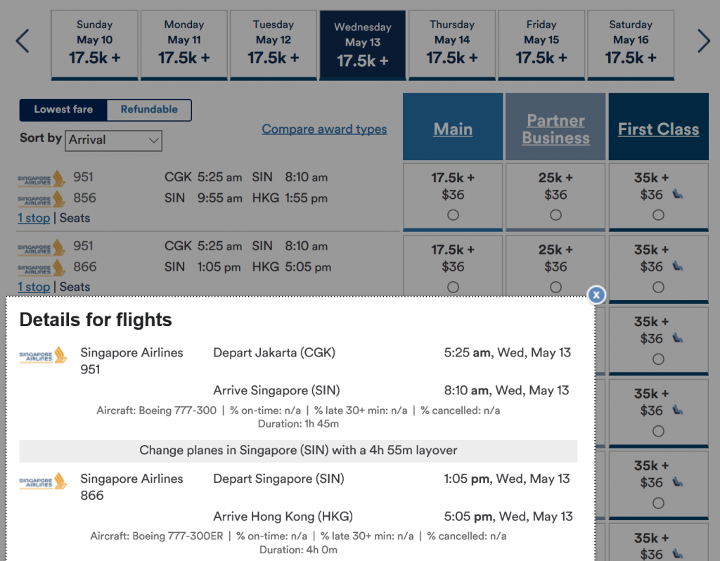 Redeem Alaska Miles for Singapore Airlines - Singapore to Hong Kong