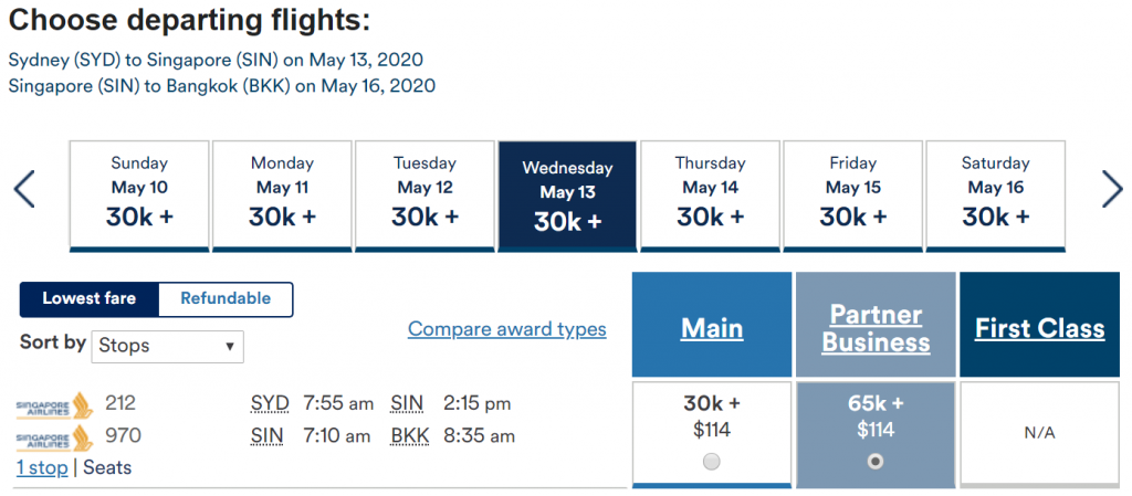 Redeem Alaska Miles for Singapore Airlines - Sydney to Bangkok via Singapore