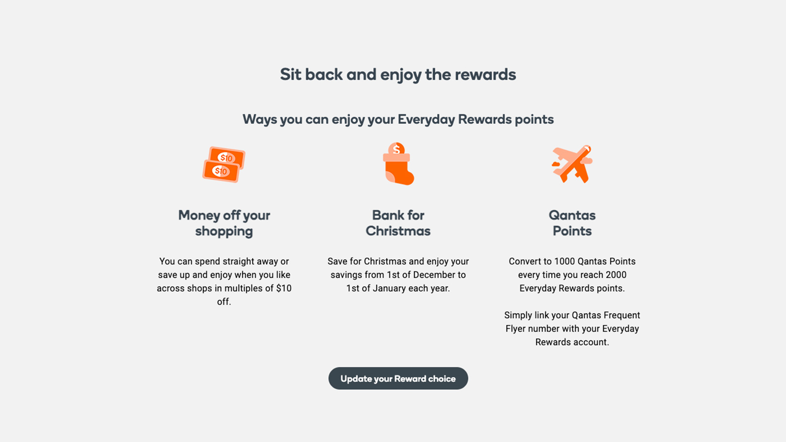 Choosing Everyday Rewards reward option