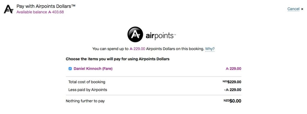 Pay with Airpoints