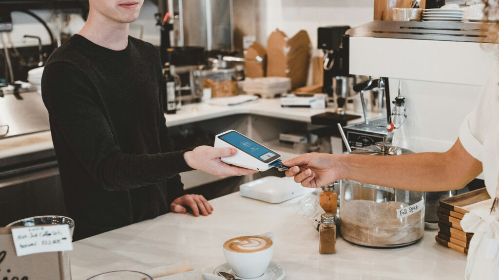 Paying by credit card coffee shop