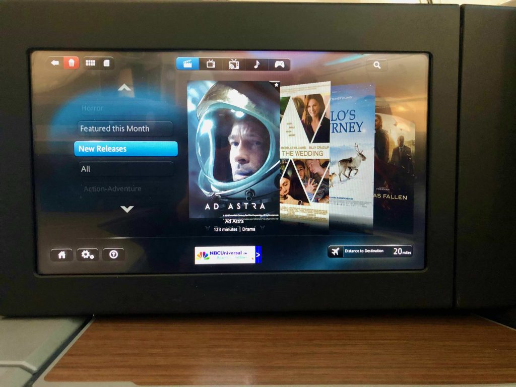 American Airlines 787-9 Business Class inflight entertainment screen