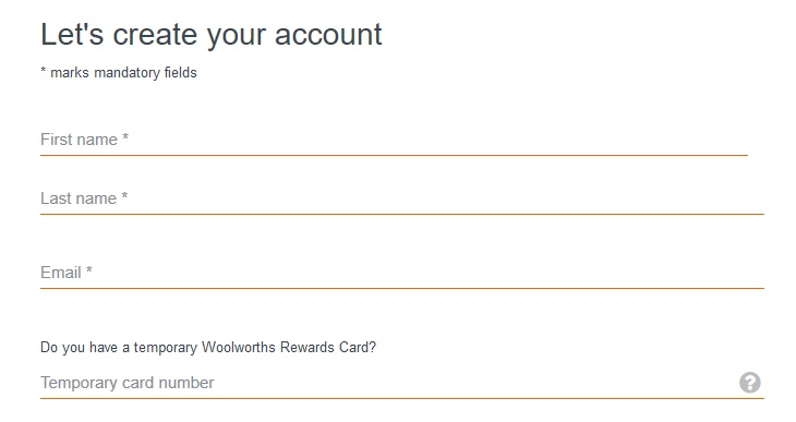 Woolworths Rewards - creating an account