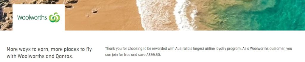 Woolworths - free Qantas membership signup