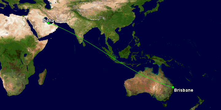 Qatar Airways flight Brisbane to Doha