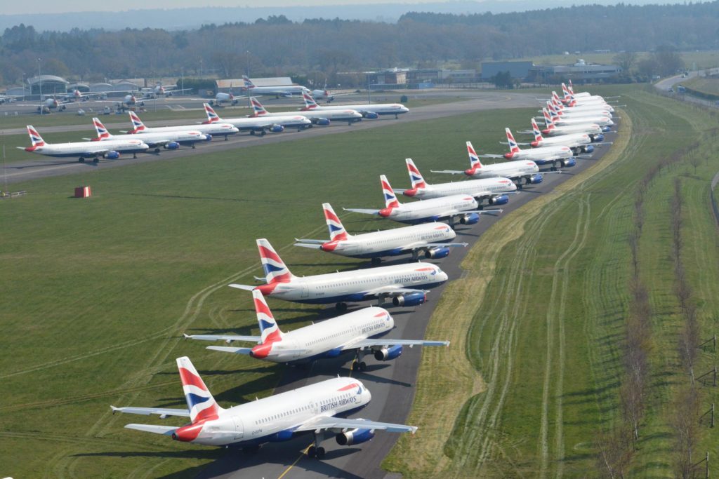 British Airways parked planes