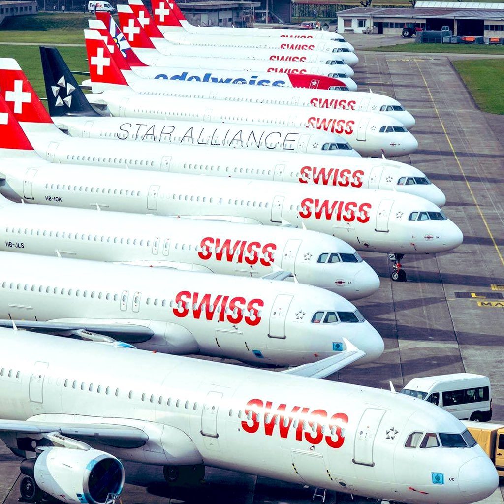 SWISS parked planes