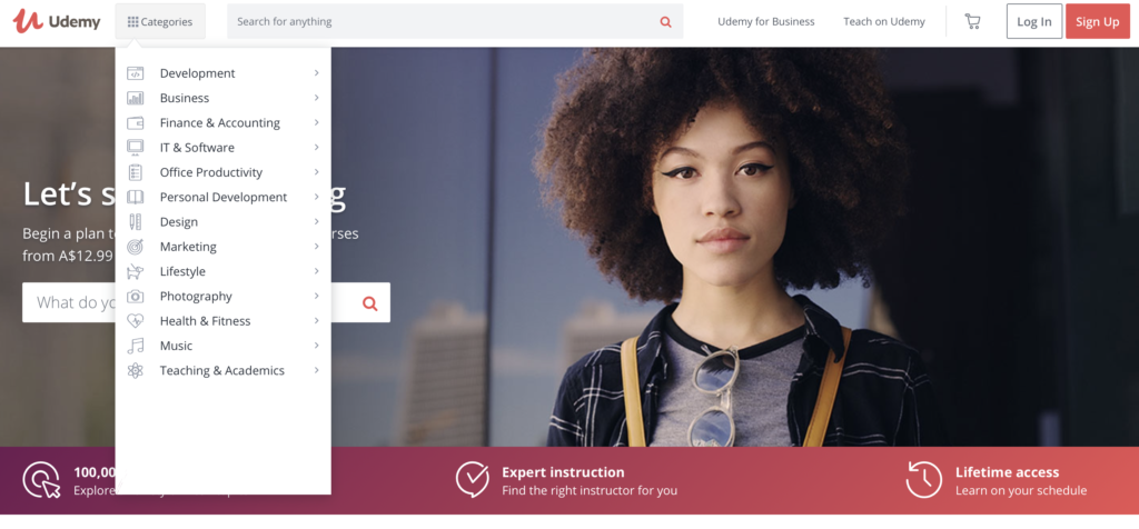 Udemy Homepage