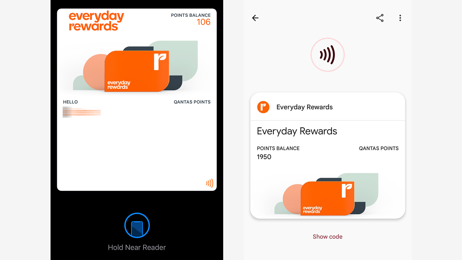 Everyday Rewards card iPhone Android