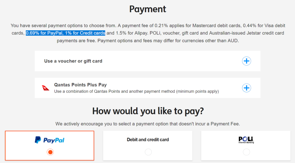 Using Paypal with Jetstar
