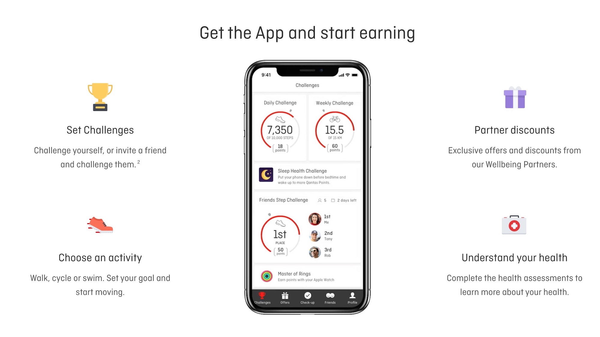 Earn bonus Qantas Points through the Qantas Wellbeing App & 50 Status