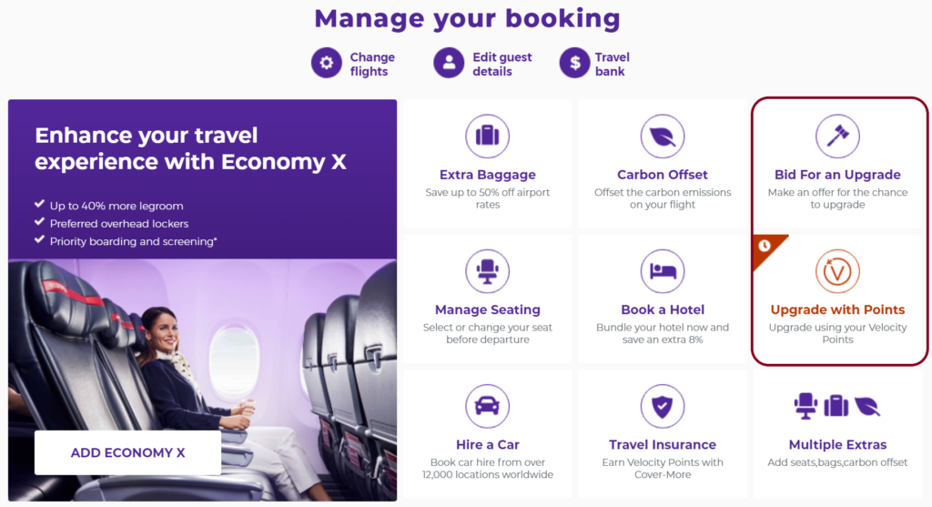 Virgin Australia Upgrade with Points