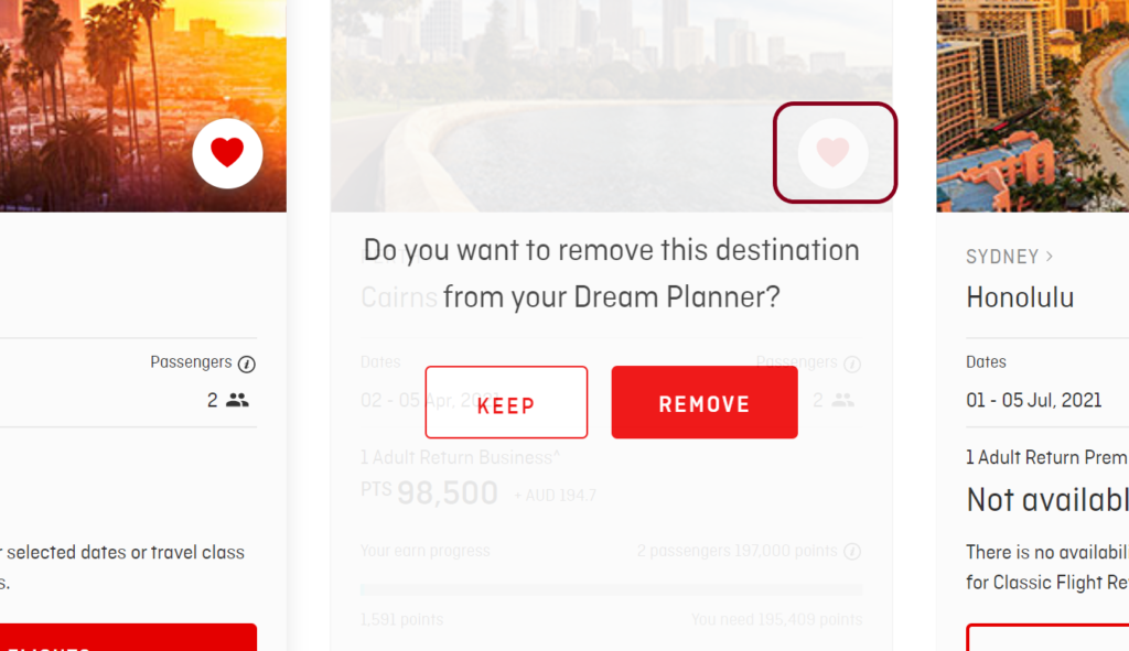 Removing a Dream Planner trip