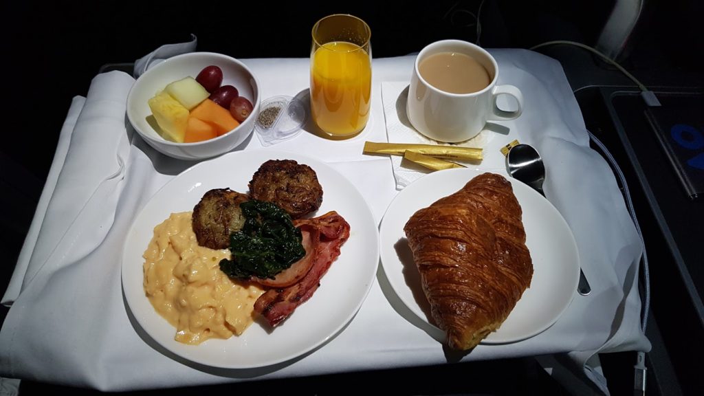 Qantas A380 Business Class Breakfast