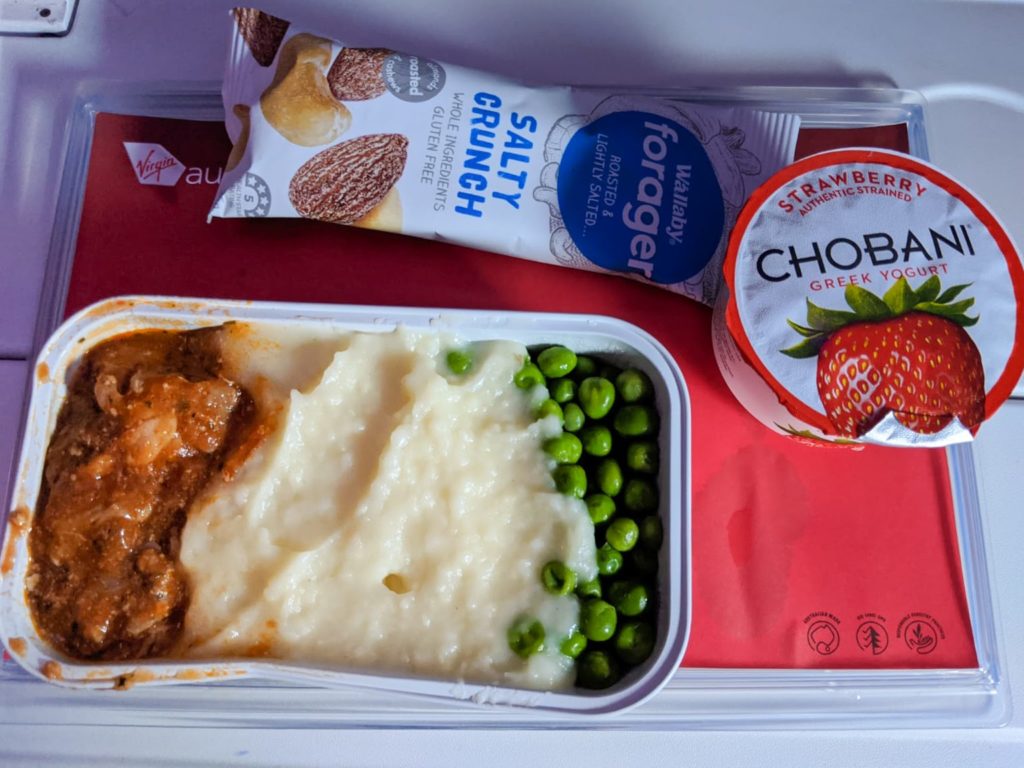 Virgin Australia A330 Economy - Chicken and creamy potato mash